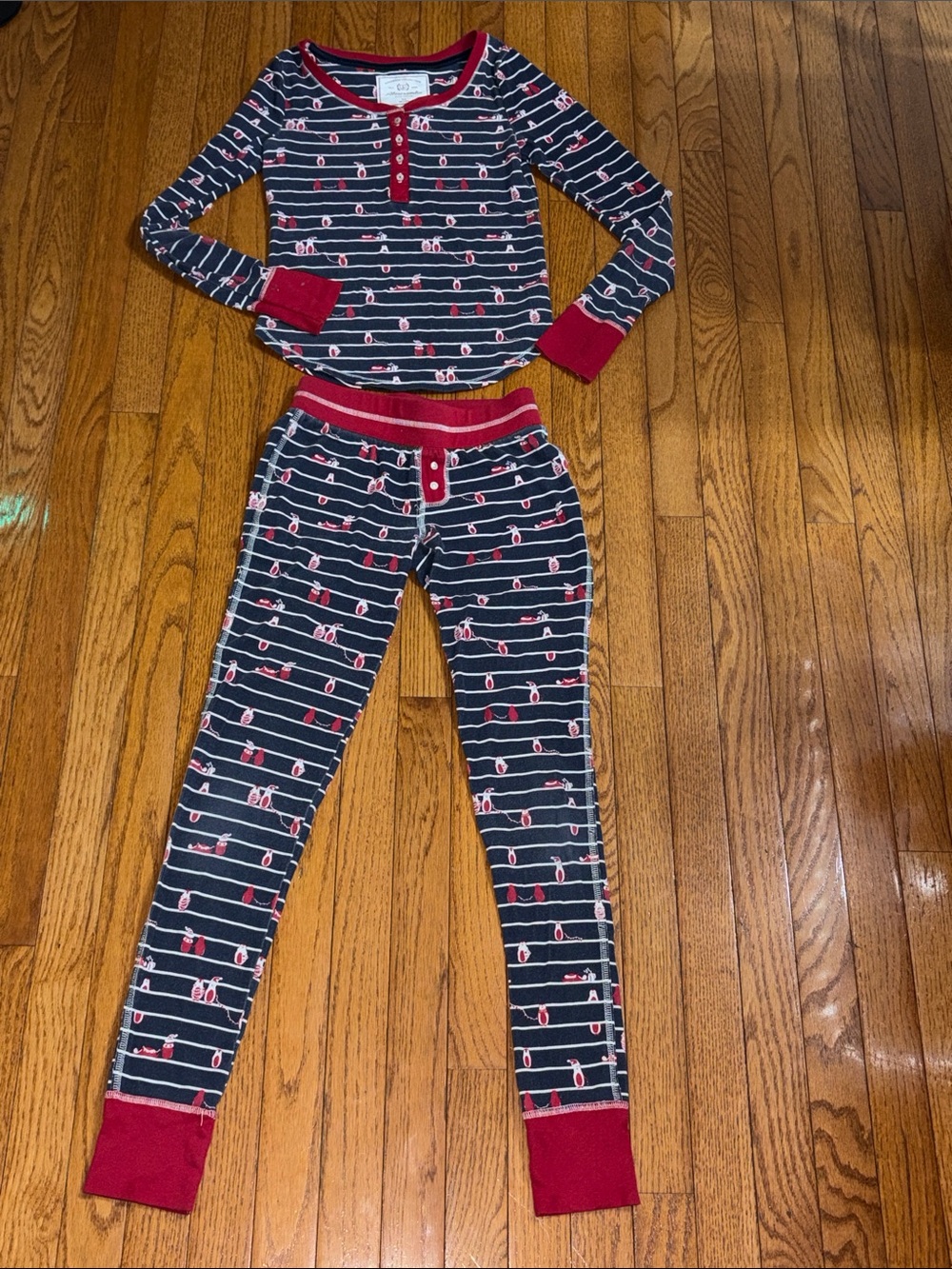 Abercrombie & Fitch Navy, Red and White Penguin Pajama Set